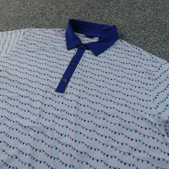 FootJoy Other - FootJoy Polo Shirt Mens 2XL White Flag Print Golf Performance Stretch Preppy Top
